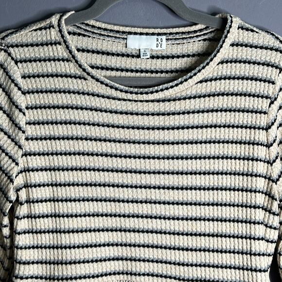 Ro & De Waffle Knit Peplum Top Crochet Sleeves Size Small - Picture 3 of 10